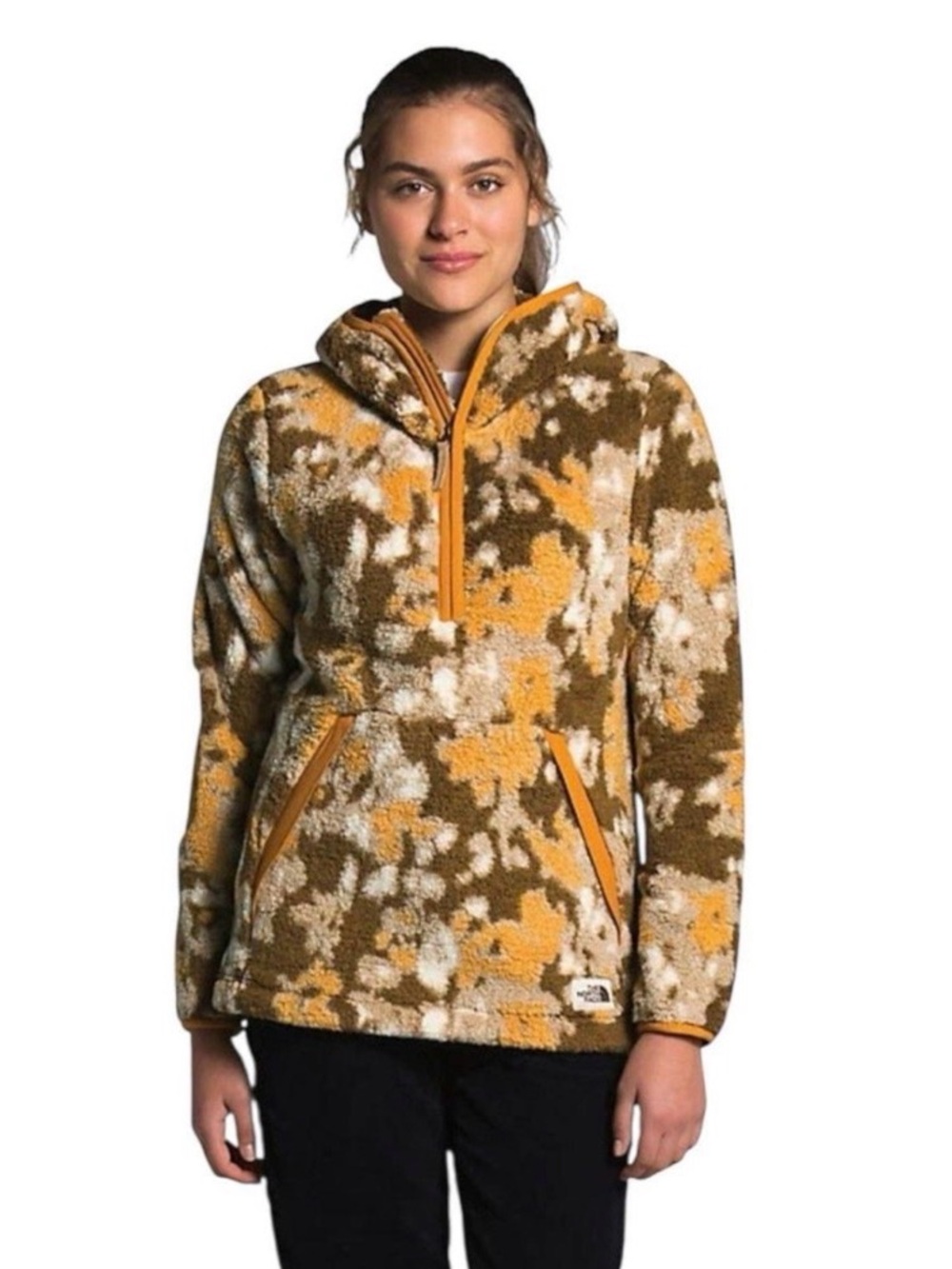 The North Face Women's Yellow & Olive Camo Sherpa Pullover Jacket